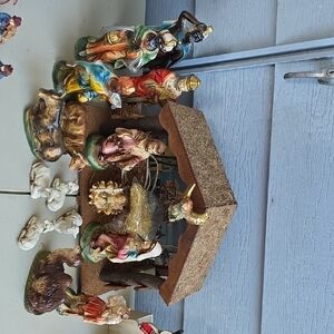 1950s Colorful Nativity Scene Set